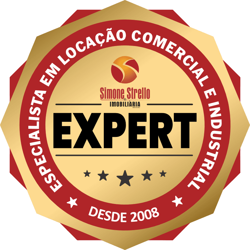 Selo Simone Strello Imobiliária — Especialista em Locação Comercial e Industrial, Expert desde 2008
